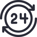 24/7 open hours icon in black