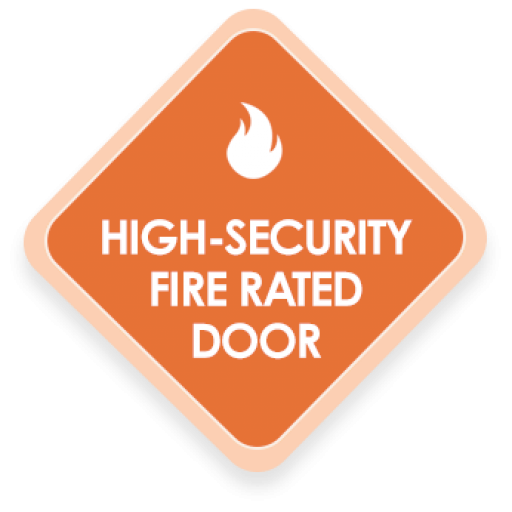 high security fire rated door badge in orange